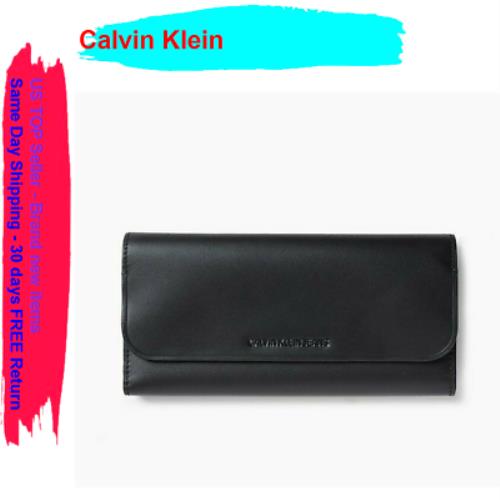 Calvin Klein Jeans Women`s Leather Trifold Wallet Black