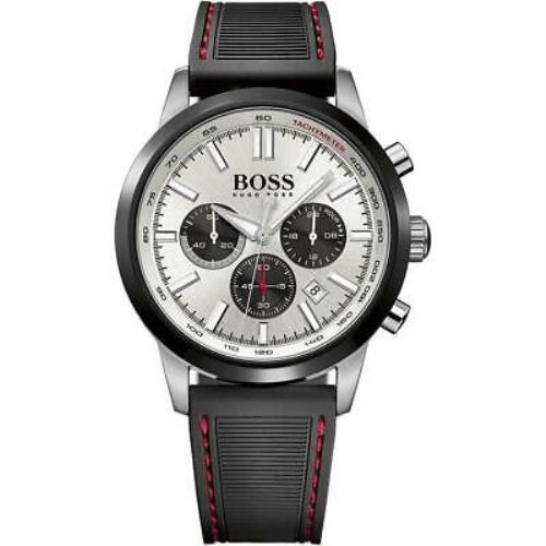 Hugo Boss 1513185 Racing 44MM Men`s Chronograph Black Silicone Watch