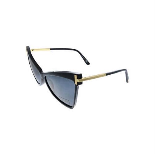 Tom Ford FT 767 01A Black Plastic Butterfly Sunglasses Grey Lens