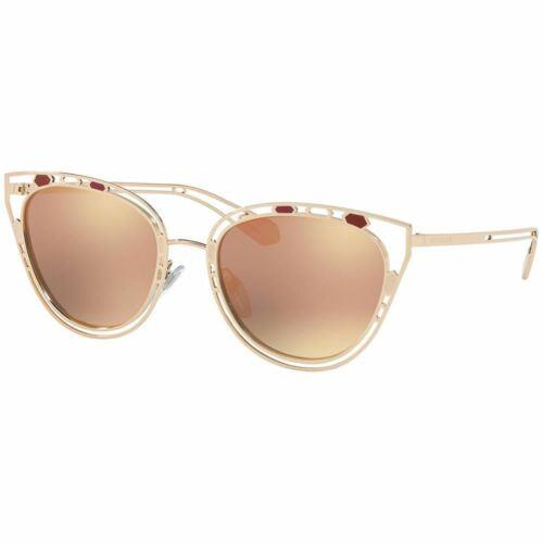 Bvlgari Cat Eye Sunglasses Women Rose Gold Mirrored Lens BV6104 20144Z