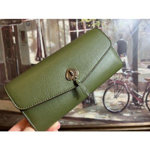 Kate Spade Marti Large Slim Flap Wallet Pebbled Leather Enchanted Green