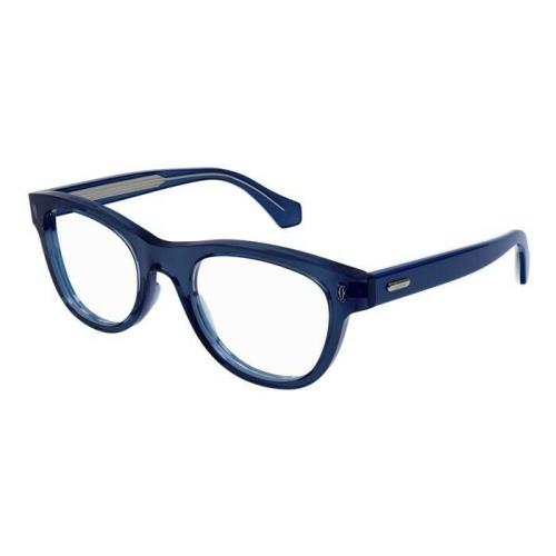 Cartier Rectangular Eyeglasses CT0340o-006 Blue Frame Thick Full Rim Essentials
