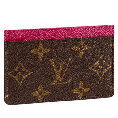 Louis Vuitton Brown Fuchsia Pink Monogram Cardholder Card Case Wallet