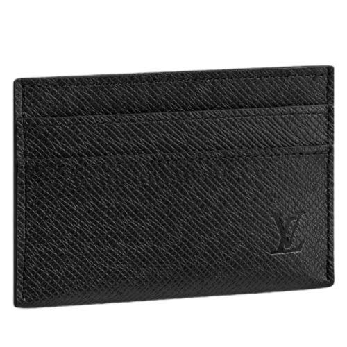 Louis Vuitton Black Taiga Leather Double Card Holder Card Case Wallet