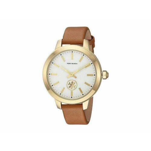 Tory Burch Collins Women`s Brown Leather Gold Tone Stainless Watch TBW1202