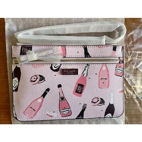 Kate Spade Shore Street Tinie Wristlet with Champagne Bottles