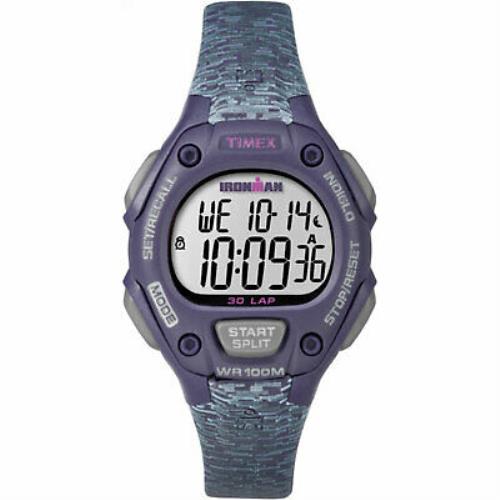 Timex Women`s Ironman 30-Lap Digital Quartz Mid-size Watch Purple/gray Texture