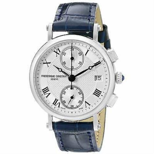 Frederique Constant FC-291MC2R6 Classic Women`s Chronograph Blue Leather Watch