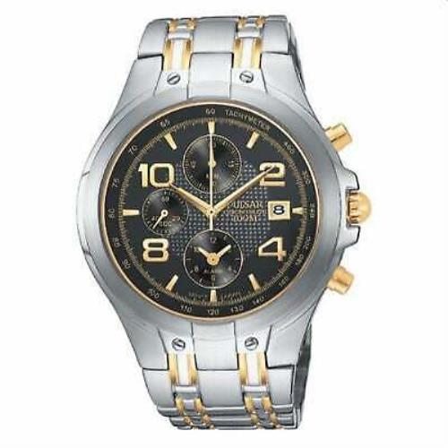 Pulsar PF3667 Alarm 42MM Men`s Chronograph Two-tone Stainless Steel Watch