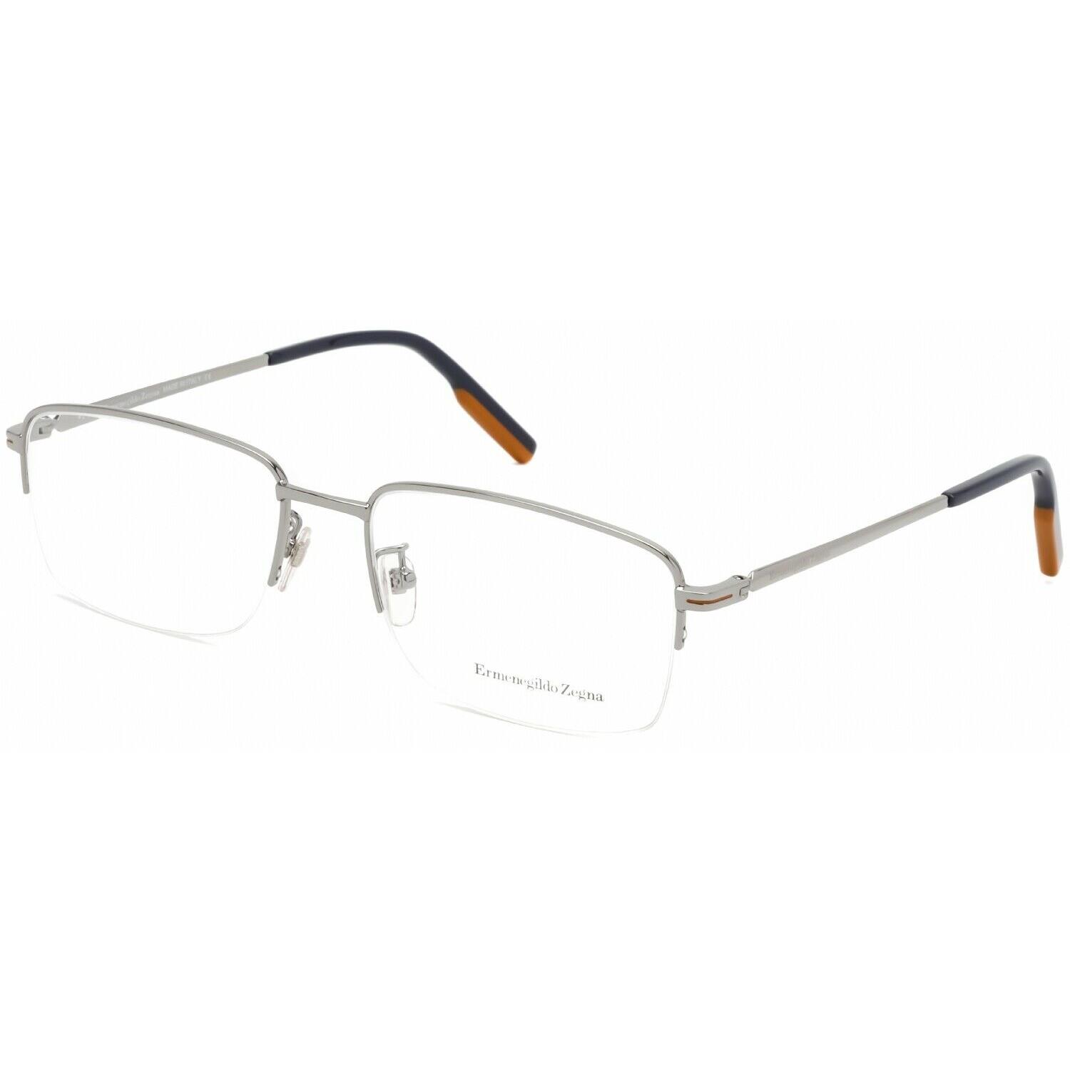 NY22 Ermenegildo Zegna EZ5190-D Shiny Lt Ruthenium Men`s Metal Eyeglasses 57mm
