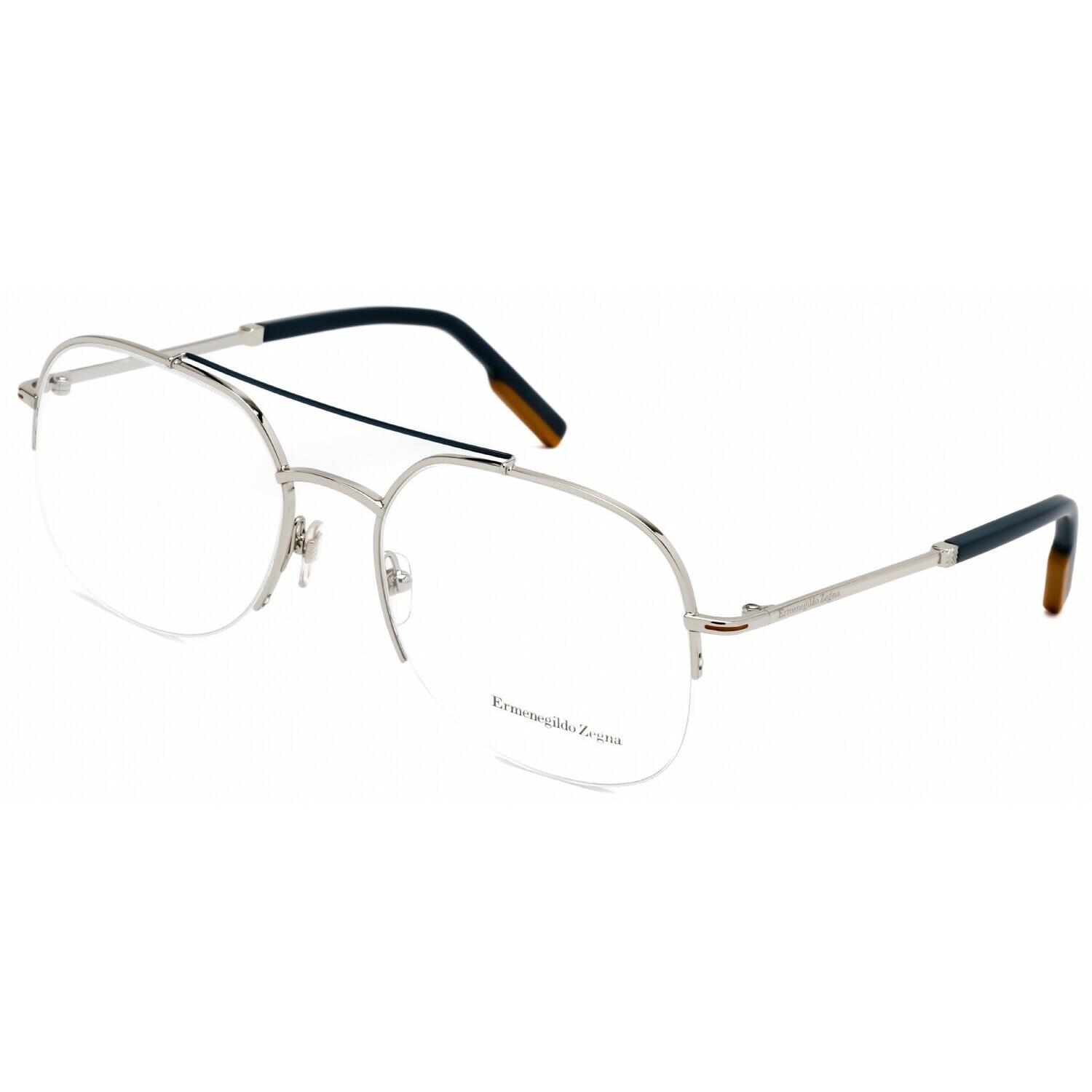 NY22 Ermenegildo Zegna EZ5184 Shiny Palladium Silver Men`s Metal Eyeglasses 58mm