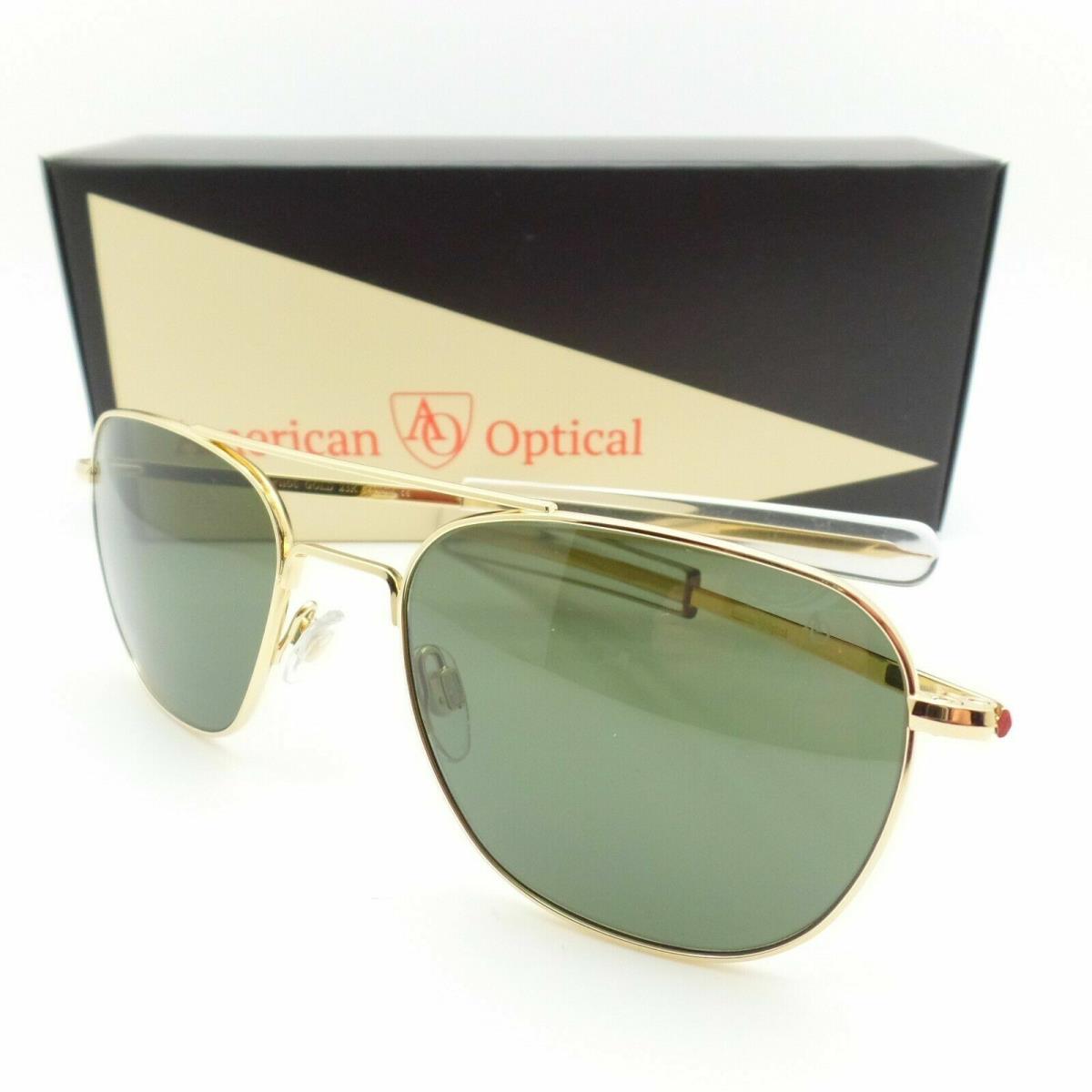 American Optical Original Pilot AO American Optical Pilot 23k Gold Green Glass Bayonet Sunglasses