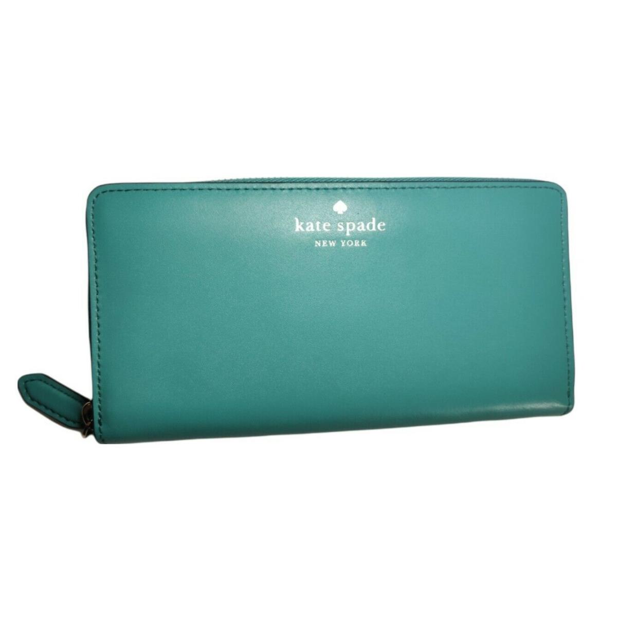 Kate Spade York Jana Smooth Large Leather Wallet Turquoise Blue/greenish