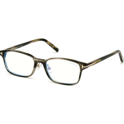 Tom Ford FT5647DB 005 Shiny Striped Black Havana Blue Block Men`s Eyeglasses