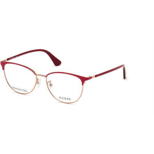 Guess GU2775-D Eyeglasses Women Shiny Bordeaux Oval 53mm