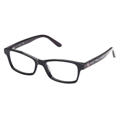 Guess GU2874 Eyeglasses Women Shiny Black Rectangle