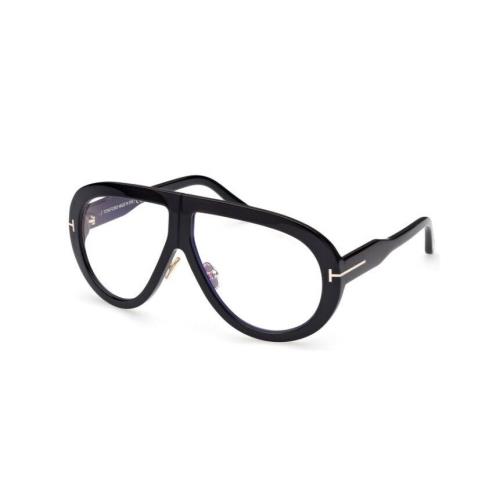 Tom Ford FT0836 Troy 001 Shiny Black Blue Block Pilot Unisex Sunglasses