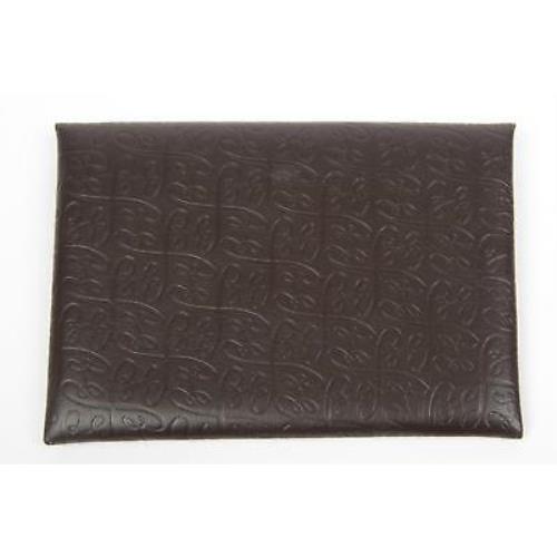 Brioni Dark Brown Monogram Embossed Leather Envelope Passport Holder
