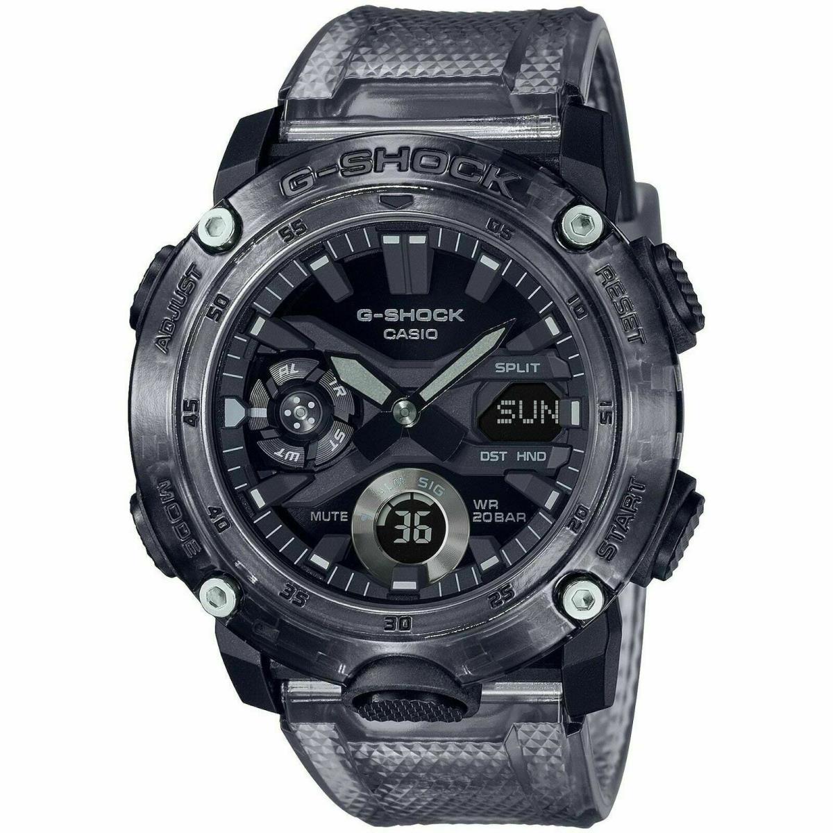 Casio G-shock GA-2000SKE-8A Black Gray Dial Transparent Resin Band Watch