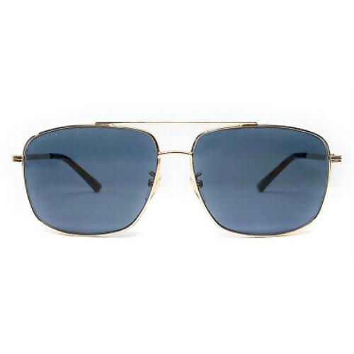 Gucci GG0836SK Sunglasses Men Gold Blue Square 63mm