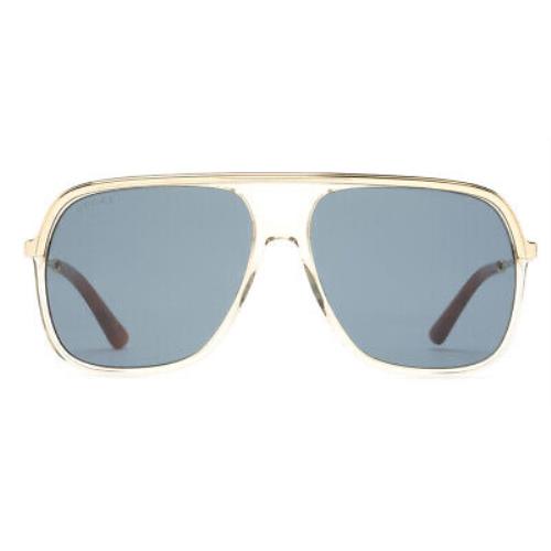 Gucci GG0200S Sunglasses Unisex Gold Brown Blue Aviator 57mm