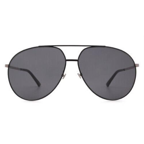 Gucci GG0832S Sunglasses Men Black Ruthenium Aviator 64mm