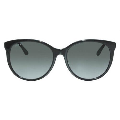 Gucci GG0729SA Sunglasses Women Black Grey Gradient Cat Eye 56mm