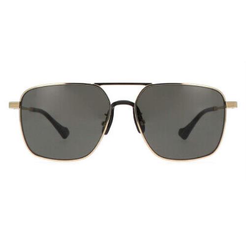 Gucci GG0743S Sunglasses Men Gold Grey Rectangle Square 57mm