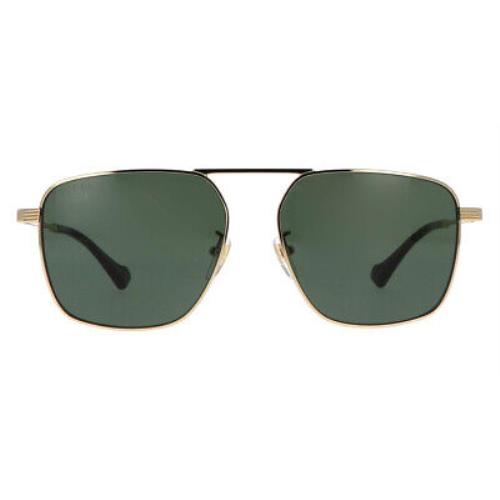 Gucci GG0743S Sunglasses Men Gold Green Rectangle Square 57mm