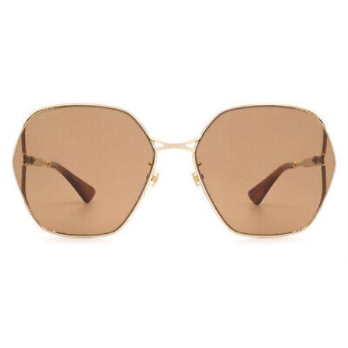 Gucci GG0818SA Sunglasses Women Gold Brown Square 63mm