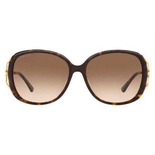 Gucci GG0649SK Sunglasses Women Gold Havana Brown Gradient Oval 58mm