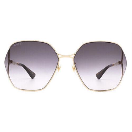Gucci GG0818SA Sunglasses Women Gold Grey Gradient Square 63mm