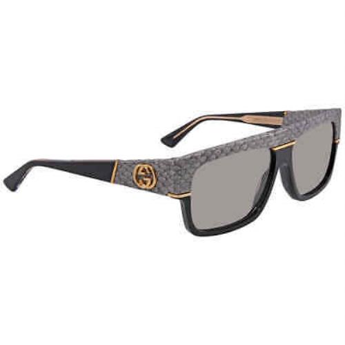 Gucci Grey Rectangular Men`s Sunglasses GG0483S00160 GG0483S 001 60