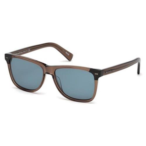 Ermenegildo Zegna Sunglasses EZ 0082 50V Shiny Dark Brown / Blue 56 mm