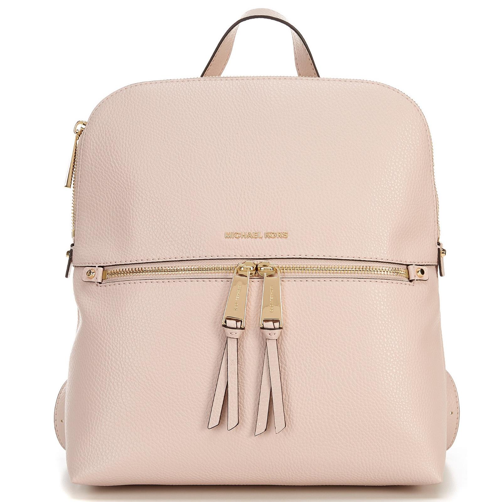 rhea medium leather backpack soft pink