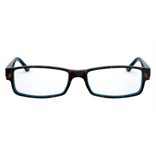 Ray-ban 0RX5114 Eyeglasses Unisex Havana on Blue Rectangle 52mm
