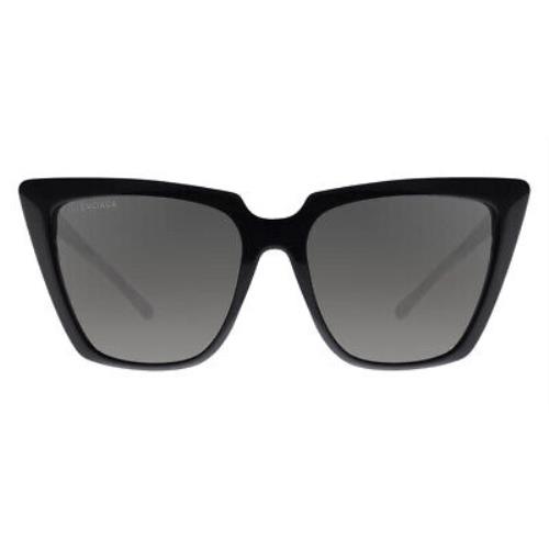 Balenciaga BB0046S Sunglasses Women Black Gray Cat Eye 55mm