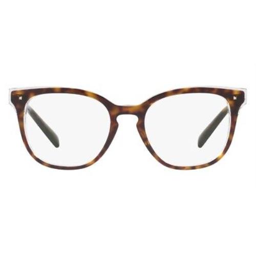Valentino VA3006 Eyeglasses Top Havana on Crystal Square 51mm