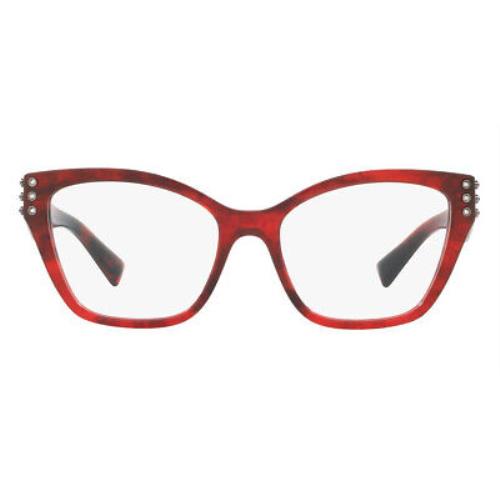 Valentino VA3036 Eyeglasses RX Red Havana Irregular 53mm
