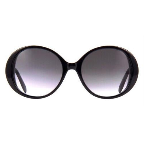 Alexander Mcqueen AM0285S Sunglasses Women Black Grey Gradient Round 57mm