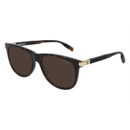 Montblanc MB0031S Sunglasses Men Black Havana Brown Rectangle 57mm