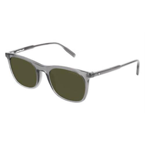 Montblanc MB0007S Sunglasses Men Gray Green Rectangle 53mm
