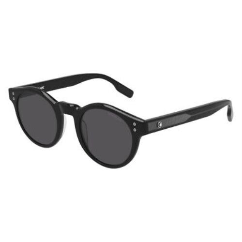 Montblanc MB0123S Sunglasses Men Black Gray Round 49mm