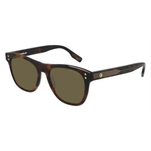 Montblanc MB0124S Sunglasses Men Havana Brown Rectangle 53mm