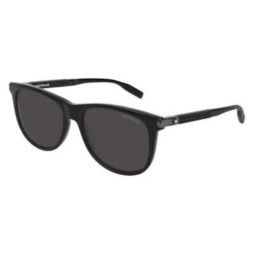 Montblanc MB0031S Sunglasses Men Black Gray Rectangle 57mm