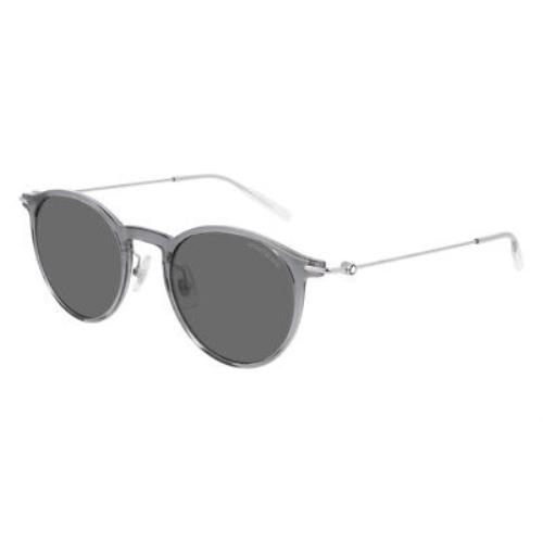 Montblanc MB0097S Sunglasses Men Silver Gray Gray Round 50mm