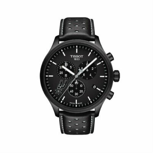 Tissot T1166173605104 XL Nba San Antonio Spurs Men`s Black Leather Watch