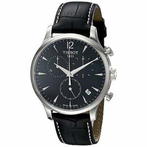 Tissot T0636171605700 T-classic Tradition Men`s Chronograph Black Leather Watch