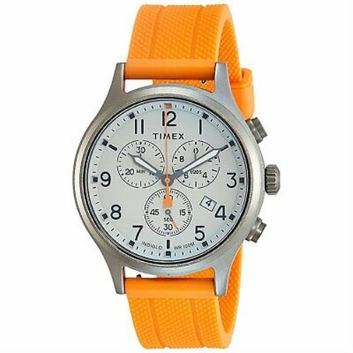 Timex TW2R67300 Allied Chrono 42MM Men`s Chronograph Orange Silicone Watch