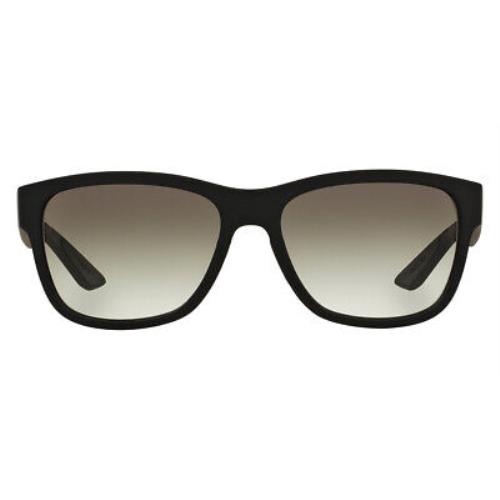 Prada PS 03QS Sunglasses Men Black Rubber Rectangle 57mm